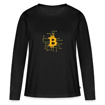 Bitcoin - T-shirt manches longues Premium bio Femme - noir - Devant - Julia (174cm)