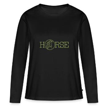 Cheval - cheval - T-shirt manches longues Premium bio Femme - noir - Devant - Julia (174cm)