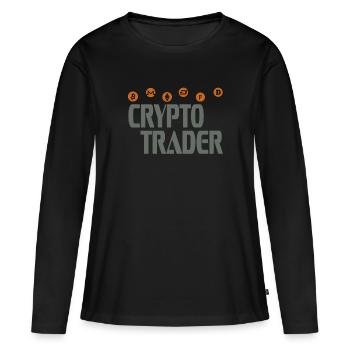 Crypto Trader - T-shirt manches longues Premium bio Femme - noir - Devant - Julia (174cm)