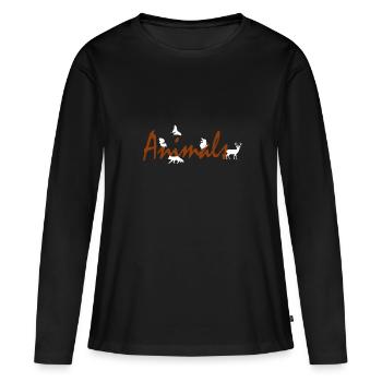 animaux - T-shirt manches longues Premium bio Femme - noir - Devant - Julia (174cm)
