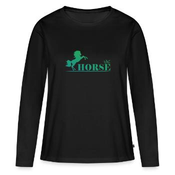 Cheval - cheval - T-shirt manches longues Premium bio Femme - noir - Devant - Julia (174cm)