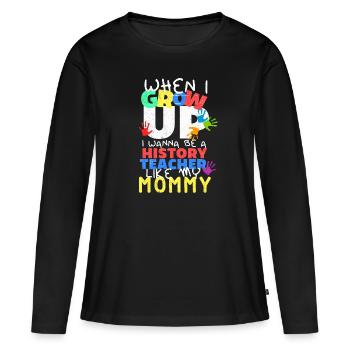 Professeur d’histoire Cours d’histoire Hamlet - T-shirt manches longues Premium bio Femme - noir - Devant - Julia (174cm)