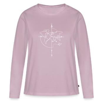 Voyage autour du monde - T-shirt manches longues Premium bio Femme - rose poudré - Devant - Julia (174cm)