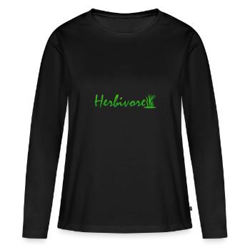 Vegan herbivore - Veganer Pflanzenfresser - Frauen Premium Bio Langarmshirt - Schwarz - Vorne - Julia (174cm)