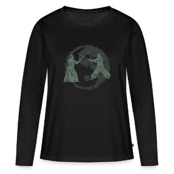 Aïkido - T-shirt manches longues Premium bio Femme - noir - Devant - Julia (174cm)