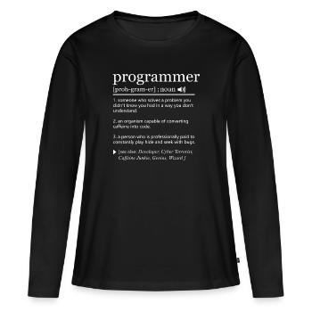Définition du programmeur - T-shirt manches longues Premium bio Femme - noir - Devant - Julia (174cm)