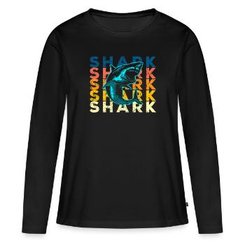 Requin requin - T-shirt manches longues Premium bio Femme - noir - Devant - Julia (174cm)