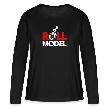 Sports en fauteuil roulant - T-shirt manches longues Premium bio Femme - noir - Devant - Julia (174cm)