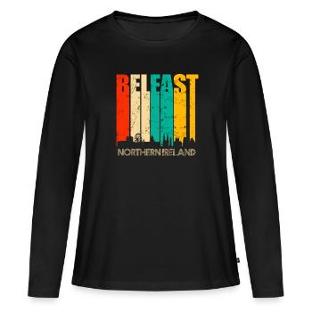 Belfast Nordirland - T-shirt manches longues Premium bio Femme - noir - Devant - Julia (174cm)