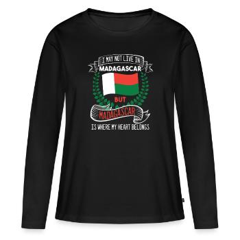 Madagascar - T-shirt manches longues Premium bio Femme - noir - Devant - Julia (174cm)