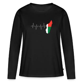 Madagascar - T-shirt manches longues Premium bio Femme - noir - Devant - Julia (174cm)