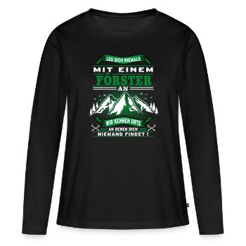 Ne plaisante jamais avec un garde forestier - T-shirt manches longues Premium bio Femme - noir - Devant - Julia (174cm)