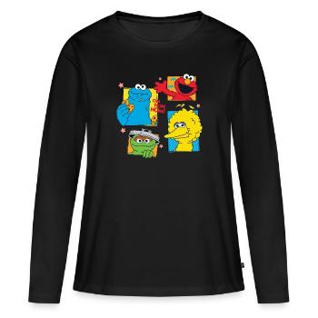 Sesame Street Cookie, Bibo, Elmo And Oscar - Women's Premium Organic Long Sleeve Shirt - black - Front - Julia (174cm)