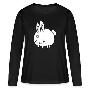 Mauvais lapin - T-shirt manches longues Premium bio Femme - noir - Devant - Julia (174cm)