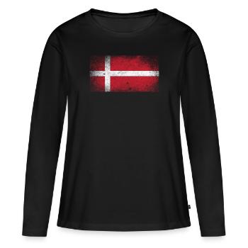 Dänemark Flagge Fahne Dänish - Frauen Premium Bio Langarmshirt - Schwarz - Vorne - Julia (174cm)
