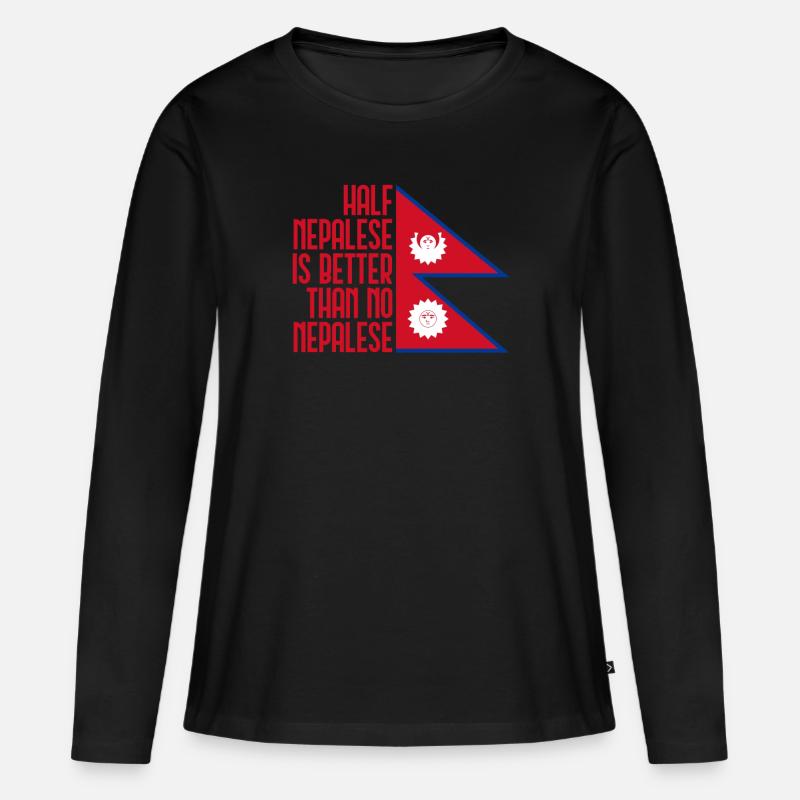 Nepal - Frauen Premium Bio Langarmshirt - Schwarz