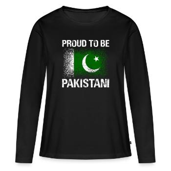 Pakistan - T-shirt manches longues Premium bio Femme - noir - Devant - Julia (174cm)