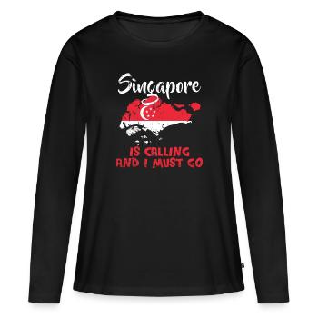 Singapour - T-shirt manches longues Premium bio Femme - noir - Devant - Julia (174cm)