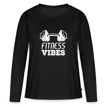Fitness Vibes Workout Sport Training - T-shirt manches longues Premium bio Femme - noir - Devant - Julia (174cm)