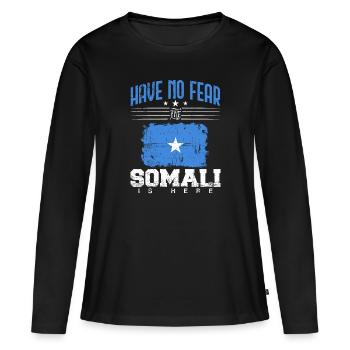 Somalie - T-shirt manches longues Premium bio Femme - noir - Devant - Julia (174cm)