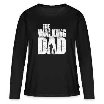 Le père walking - T-shirt manches longues Premium bio Femme - noir - Devant - Julia (174cm)