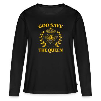 God Save The Queen Bee Queen avec apiculteur couronne - T-shirt manches longues Premium bio Femme - noir - Devant - Julia (174cm)