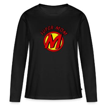Super Mom Mother's Day Superhero - Women's Premium Organic Long Sleeve Shirt - black - Front - Julia (174cm)