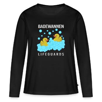 Quietscheente Rettungsschwimmer - Frauen Premium Bio Langarmshirt - Schwarz - Vorne - Julia (174cm)