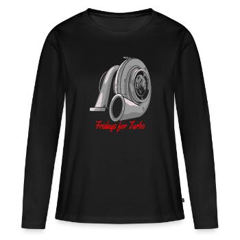 Vendredi pour Turbo - T-shirt manches longues Premium bio Femme - noir - Devant - Julia (174cm)