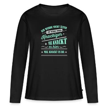 Älter werden, Alter, Spruch - Frauen Premium Bio Langarmshirt - Schwarz - Vorne - Julia (174cm)