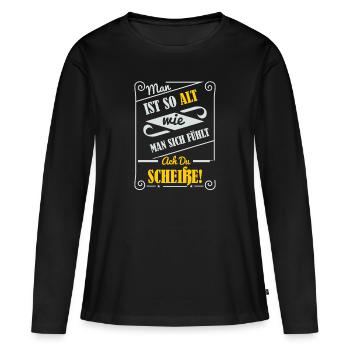 Älter werden, Alter, Alt - Frauen Premium Bio Langarmshirt - Schwarz - Vorne - Julia (174cm)