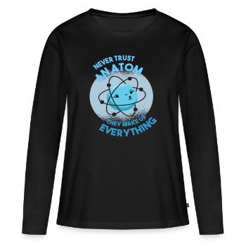 Atom science - Women's Premium Organic Long Sleeve Shirt - black - Front - Julia (174cm)