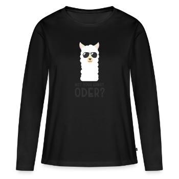 Alpaga - pas votre sérieux - T-shirt manches longues Premium bio Femme - noir - Devant - Julia (174cm)