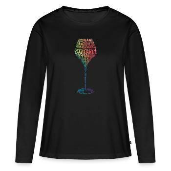 Vignes cépages - T-shirt manches longues Premium bio Femme - noir - Devant - Julia (174cm)