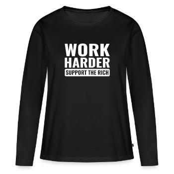 Travailler plus dur cynique lutte contre les classes d'injustice - T-shirt manches longues Premium bio Femme - noir - Devant - Julia (174cm)