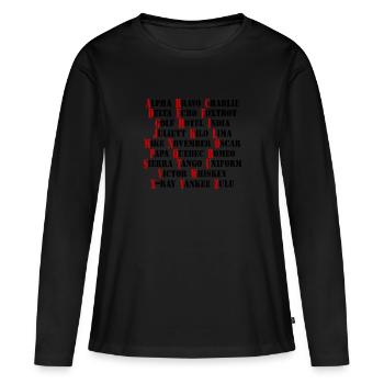 NATO Aviation Aviation Alphabet - T-shirt manches longues Premium bio Femme - noir - Devant - Julia (174cm)