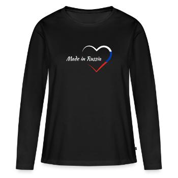 Russie Fabriqué en Russie Russe Russe - T-shirt manches longues Premium bio Femme - noir - Devant - Julia (174cm)