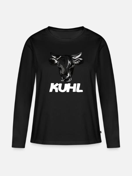 lustige kuh kuhl - Frauen Premium Bio Langarmshirt - Schwarz