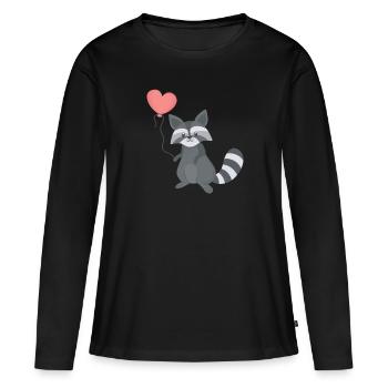 waschbär waschbär liebhaber - Frauen Premium Bio Langarmshirt - Schwarz - Vorne - Julia (174cm)