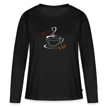 Coffee love coffee drinkers Caffeine i love coffee - Women's Premium Organic Long Sleeve Shirt - black - Front - Julia (174cm)