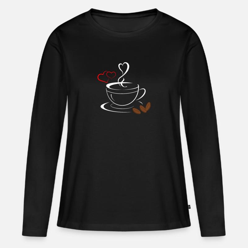 Il caffè ama i bevitori di caffè La caffeina amo il caffè - Maglia a maniche lunghe ecologica premium da donna - nero