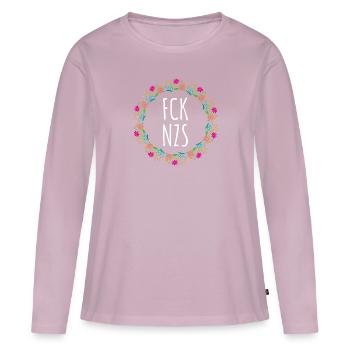 FCK NZS AFD contre le racisme - T-shirt manches longues Premium bio Femme - rose poudré - Devant - Julia (174cm)
