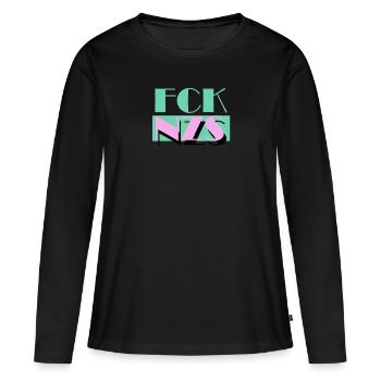FCK NZS AFD contre le racisme - T-shirt manches longues Premium bio Femme - noir - Devant - Julia (174cm)