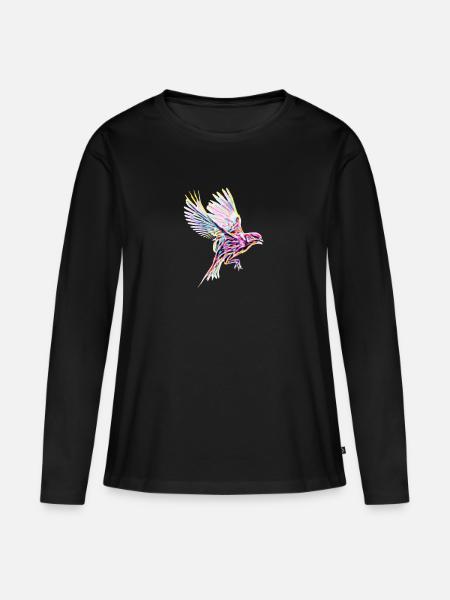 Vogel - Frauen Premium Bio Langarmshirt - Schwarz