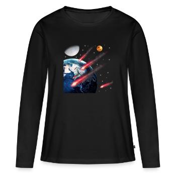 espace - T-shirt manches longues Premium bio Femme - noir - Devant - Julia (174cm)