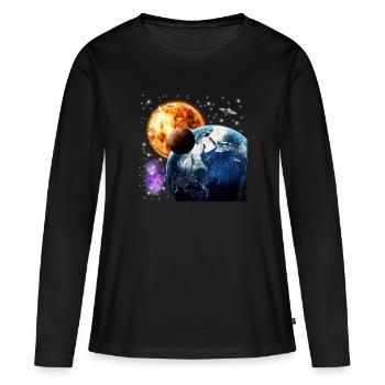 univers - T-shirt manches longues Premium bio Femme - noir - Devant - Julia (174cm)