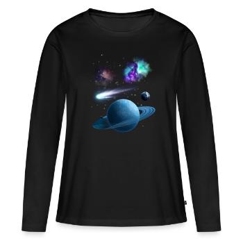 Univers - T-shirt manches longues Premium bio Femme - noir - Devant - Julia (174cm)