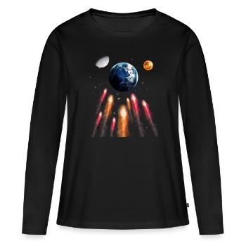 Espace - T-shirt manches longues Premium bio Femme - noir - Devant - Julia (174cm)