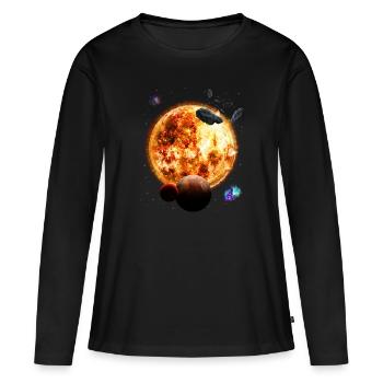 Système solaire - T-shirt manches longues Premium bio Femme - noir - Devant - Julia (174cm)
