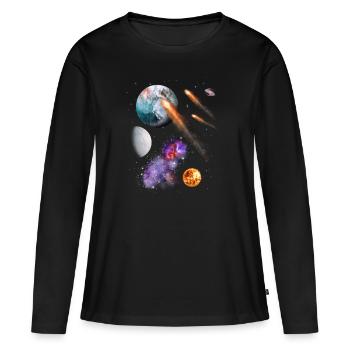Univers - T-shirt manches longues Premium bio Femme - noir - Devant - Julia (174cm)